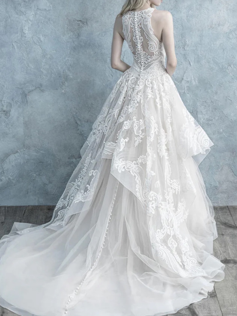 Allure 9652 - NWT Halter Lace Applique Ball Gown Wedding Dress in Ivory - Picture 9 of 10
